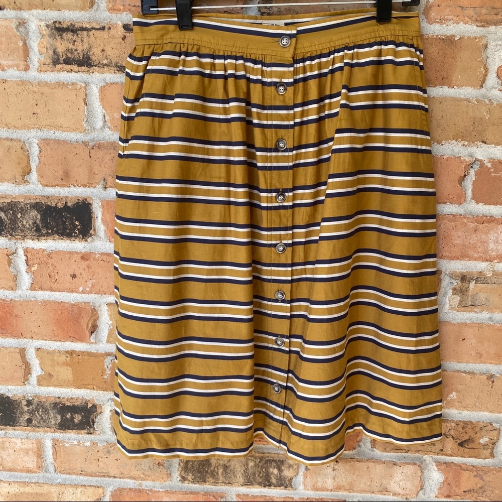 Bridge & Burn Mustard Yellow Stripe Midi Skirt Size M